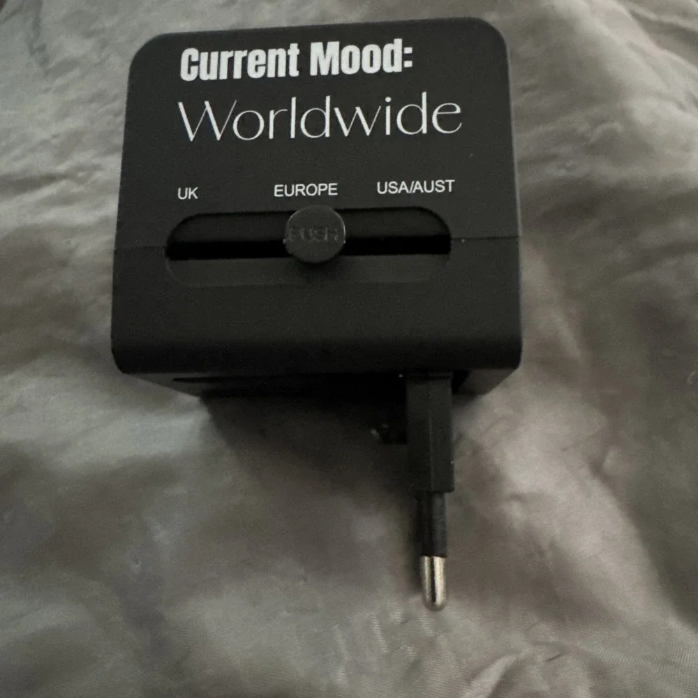Current Mood: Worldwide Travel Power Plug Adapter With Case EUC Europe/UK/US-AUS